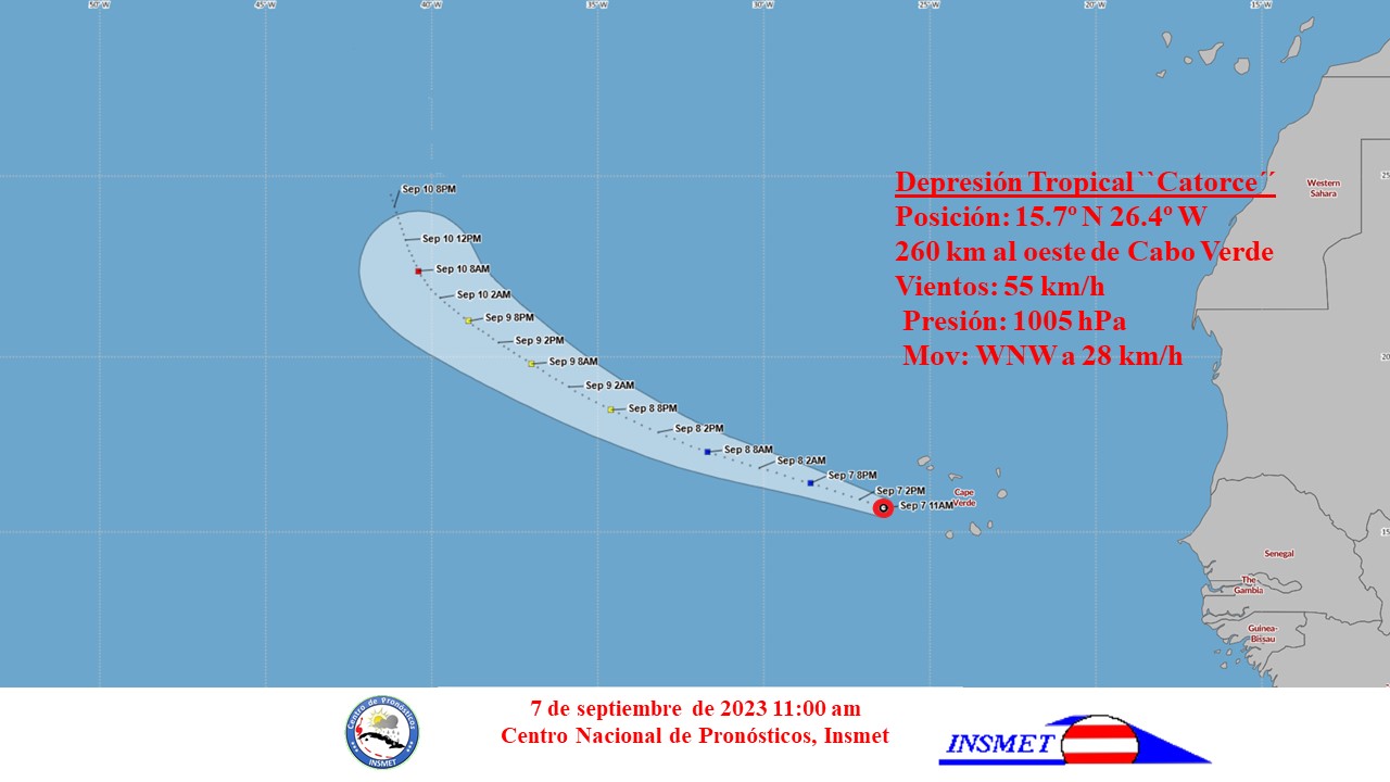 Se forma la depresión tropical número 14 en el Atlántico oriental