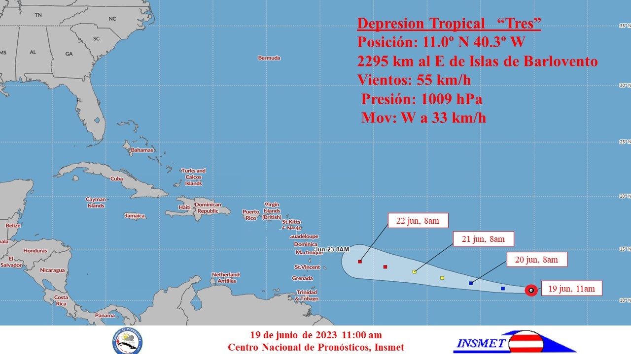 Se forma la depresión tropical Tres Cuba Si