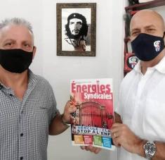 El representante de la CGT, Sebastián Viscuso, intercambió con el coordinador nacional de los CDR, Gerardo Hernández Nordelo. Foto: Archivo/RHC.