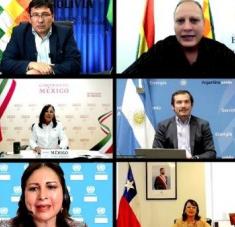 Celebrado de manera virtual, los representantes de Argentina, Bolivia, México y Chile acordaron hacer un congreso presencial sobre el litio. Foto: @Bolivia_MHE