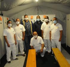 Brigada médica cubana que atiende pacientes diagnosticados con la Covid19 en Turín, Italia. Foto: Enrique Ubieta