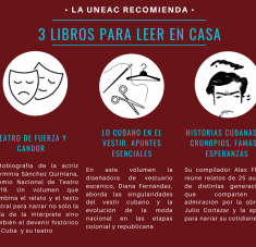 La sugerencia de estos días, lanzada a través de su página web oficial, es de los títulos Herminia Sánchez. Teatro de fuerza y candor; Historias cubanas de cronopios, famas y esperanzas; y Lo cubano en el vestir: apuntes esenciales.