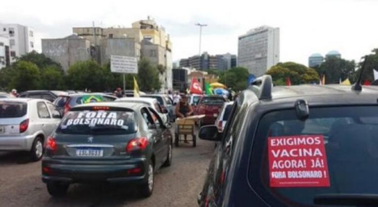 Las protestas contra Bolsonaro se han realizado con distanciamiento social para evitar la propagación del coronavirus. Foto: @CUT_Brasil