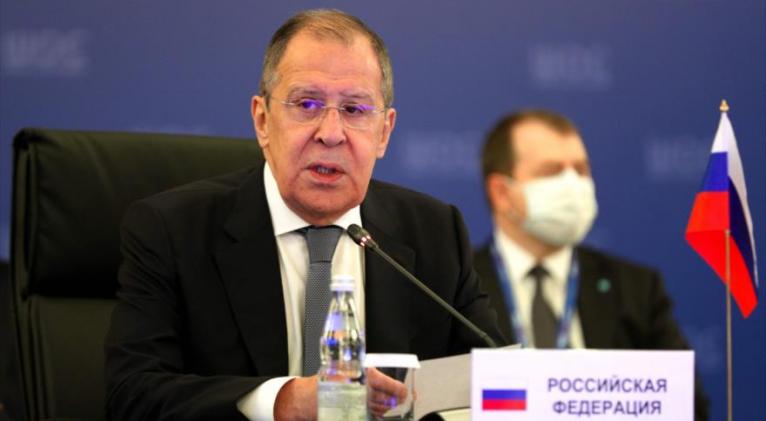El canciller ruso Serguéi Lavrov en una rueda de prensa en Moscú (capital rusa), 10 de septiembre de 2020. Foto: AFP.