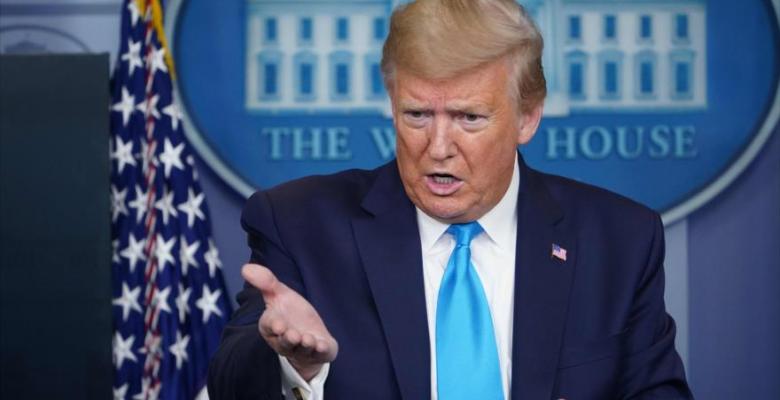 El presidente de EE.UU., Donald Trump, en una rueda de prensa sobre COVID-19, Casa Blanca, 7 de abril de 2020. Foto: Reuters