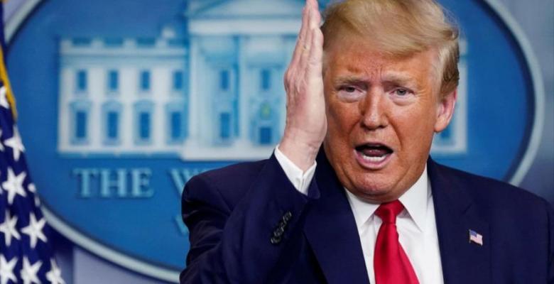El presidente de EE.UU., Donald Trump, en una sesión informativa en la Casa Blanca, Washington DC., 6 de abril de 2020. Foto: Reuters