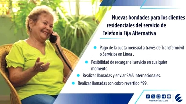 Infografía nuevas bondades del servicio TFA. Imagen: etecsa.cu.
