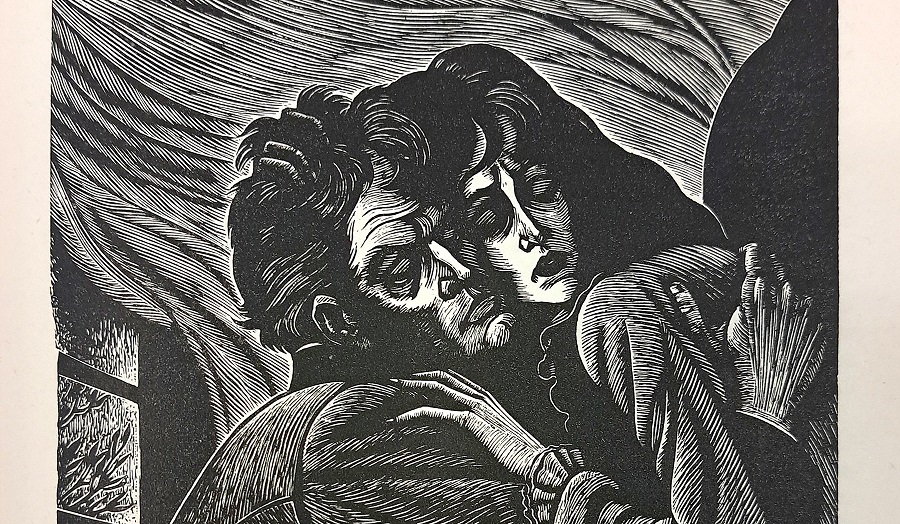 Detalle de grabado de Fritz Eichenberg para edición de Cumbres Borrascosas de 1945