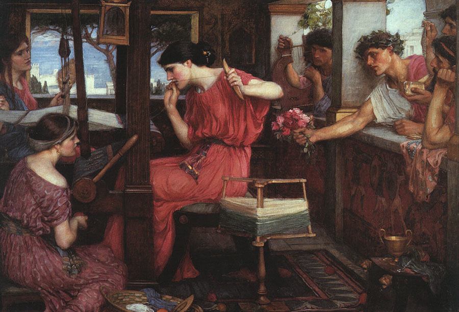Penélope y los pretendientes (1912) por John William Waterhouse (Italia, 1849-1917)