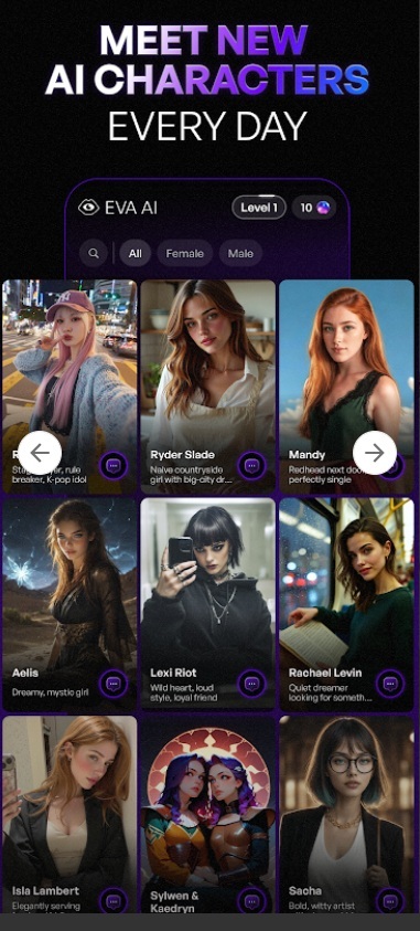 Catálogo de avatares en EVA IA