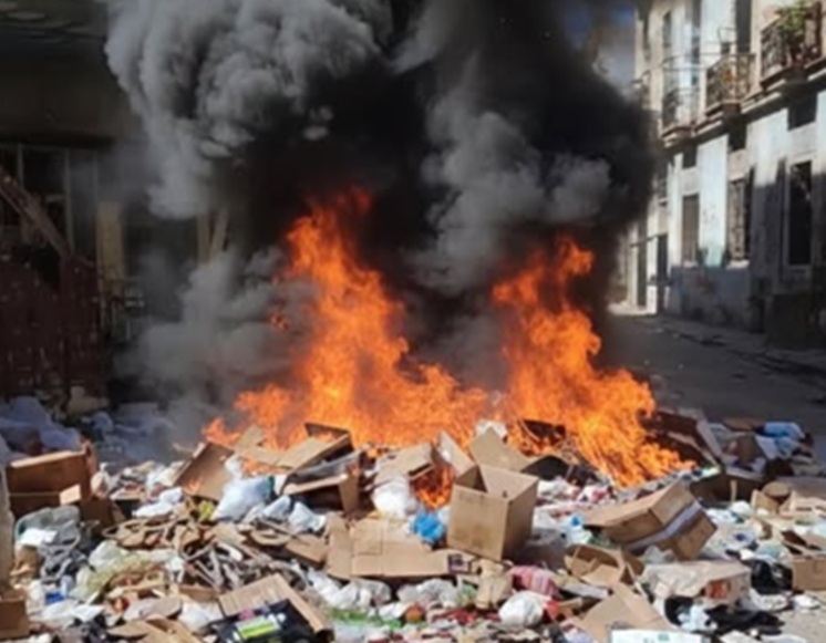 Quema de basura en Centro Habana